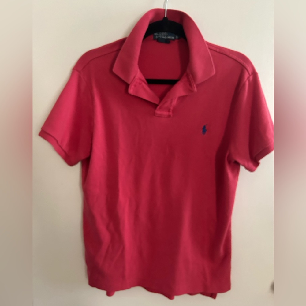 Polo Ralph Lauren Mens Medium Red Polo Shirt Custom Fit Short Sleeve Pony Logo